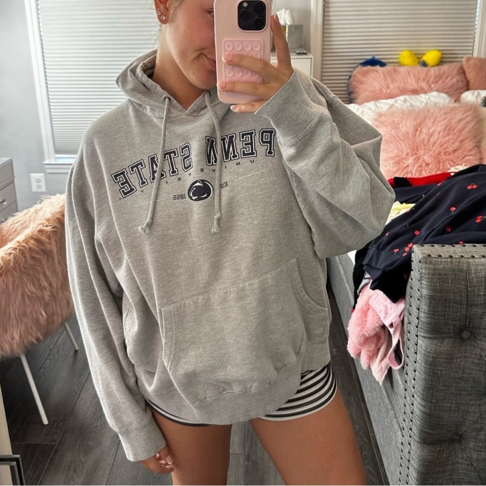 Blue 84 Gray Hoodie with Navy Accents